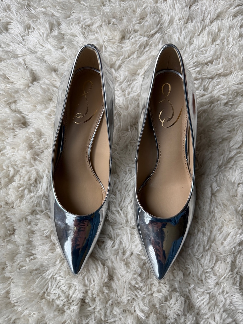 Sam Edelman Metallic Silver Pointed-Toe Pumps